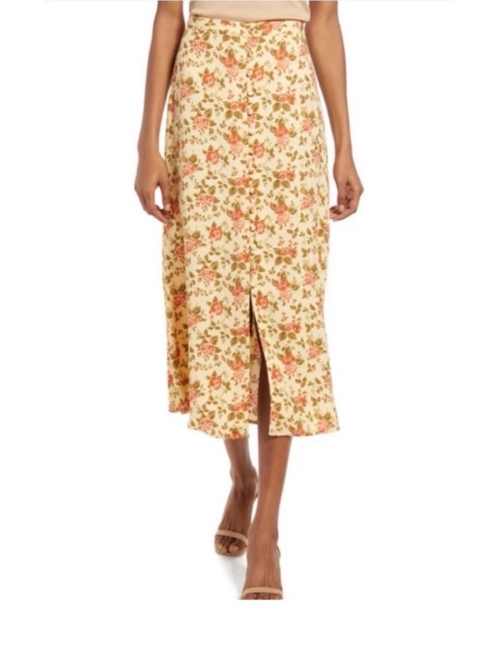 Reformation Scarpetta Front Button Midi Skirt 0